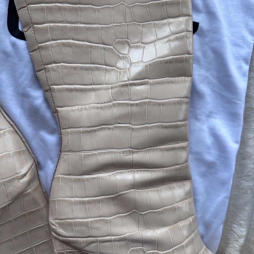 SCHUTZ - Asya Up Crocodile-Embossed Leather Boot - 9.5 / Croc-Embossed Leather - Picture 7 of 8